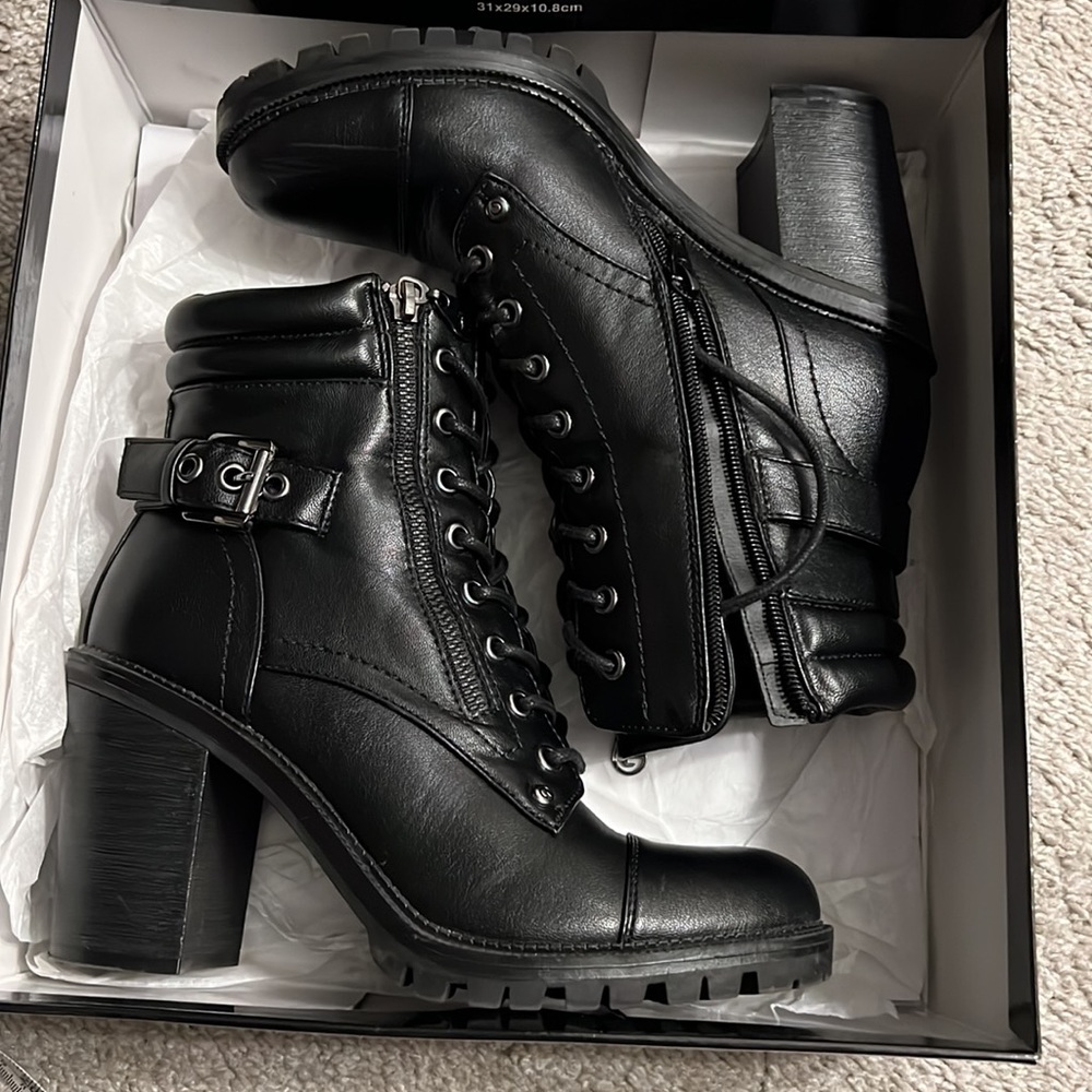 Combat heeled boots